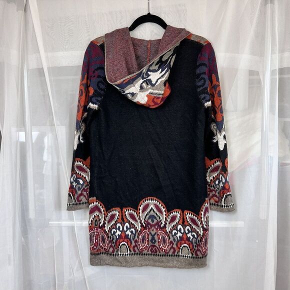 Max sport tapestry print hooded cardigan sweater wool blend boho lagenlook SM - Picture 7 of 11